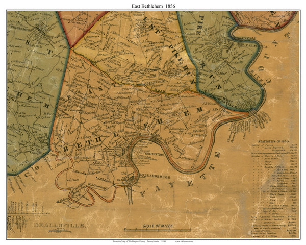 East Bethlehem Township, Pennsylvania 1856 Old Town Map Custom Print - Washington Co.
