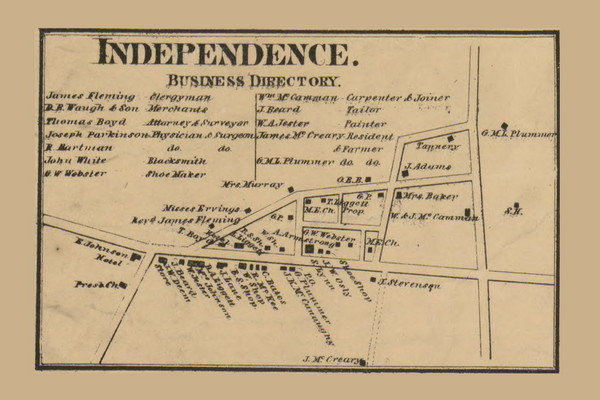 Independence Village, Pennsylvania 1861 Old Town Map Custom Print - Washington Co.