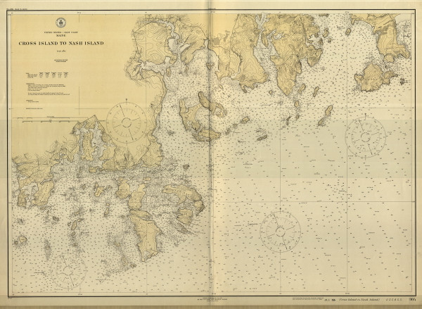 Cross Island to Nash Island 1926 - Old Map Nautical Chart AC Harbors 5 304 - Maine Cross Island to Nash Island 1926 - Old Map Nautical Chart AC Harbors 5 304 - Maine
