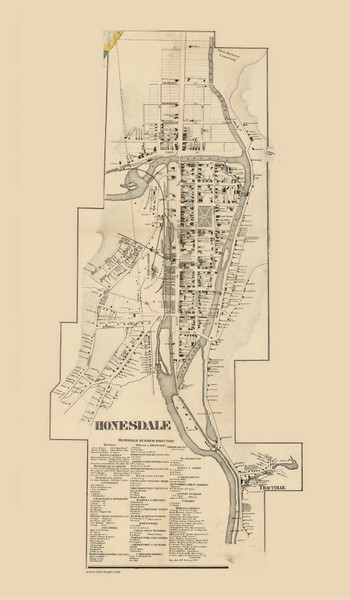Honesdale Village, Texas Township, Pennsylvania 1860 Old Town Map Custom Print - Wayne Co.