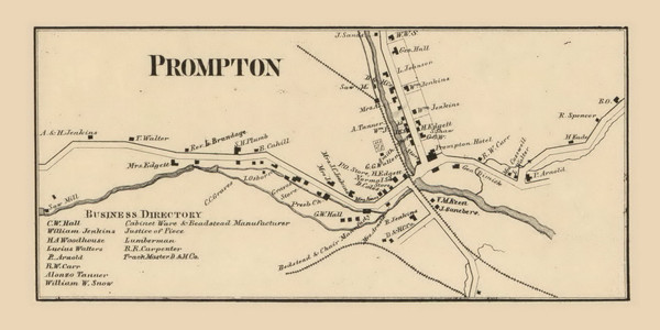 Prompton Village, Texas Township, Pennsylvania 1860 Old Town Map Custom Print - Wayne Co. Prompton Village, Texas Township, Pennsylvania 1860 Old Town Map Custom Print - Wayne Co.