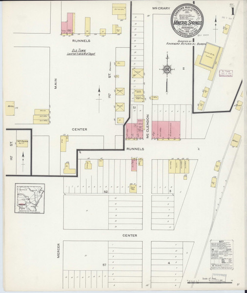 Mineral Springs, Arkansas 1913 - Old Map Arkansas Fire Insurance Index Mineral Springs, Arkansas 1913 - Old Map Arkansas Fire Insurance Index