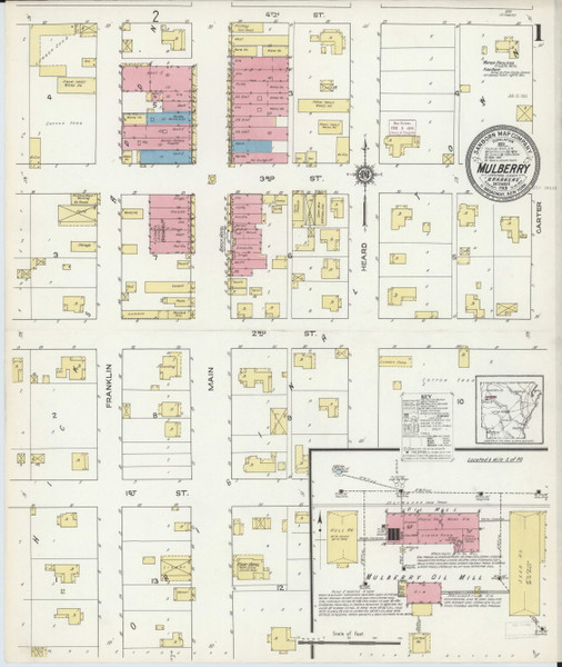 Mulberry, Arkansas 1913 - Old Map Arkansas Fire Insurance Index Mulberry, Arkansas 1913 - Old Map Arkansas Fire Insurance Index