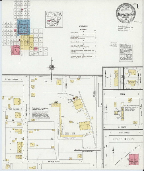 Murfreesboro, Arkansas 1919 - Old Map Arkansas Fire Insurance Index Murfreesboro, Arkansas 1919 - Old Map Arkansas Fire Insurance Index