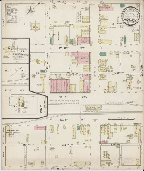Prescott, Arkansas 1885 - Old Map Arkansas Fire Insurance Index Prescott, Arkansas 1885 - Old Map Arkansas Fire Insurance Index