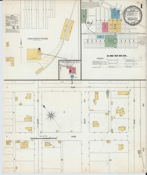 Prescott, Arkansas 1900 - Old Map Arkansas Fire Insurance Index