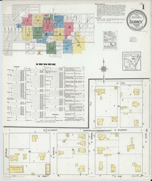 Searcy, Arkansas 1919 - Old Map Arkansas Fire Insurance Index Searcy, Arkansas 1919 - Old Map Arkansas Fire Insurance Index