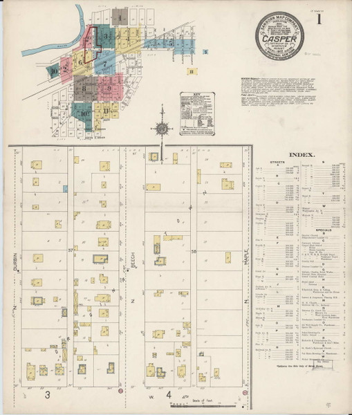 Casper, Wyoming 1912 - Old Map Wyoming Fire Insurance Index