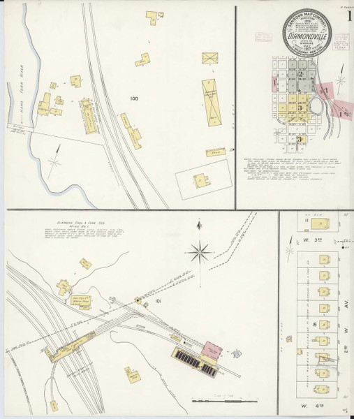 Diamondville, Wyoming 1907 - Old Map Wyoming Fire Insurance Index