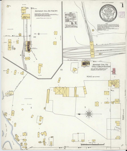 Frontier, Wyoming 1907 - Old Map Wyoming Fire Insurance Index Frontier, Wyoming 1907 - Old Map Wyoming Fire Insurance Index
