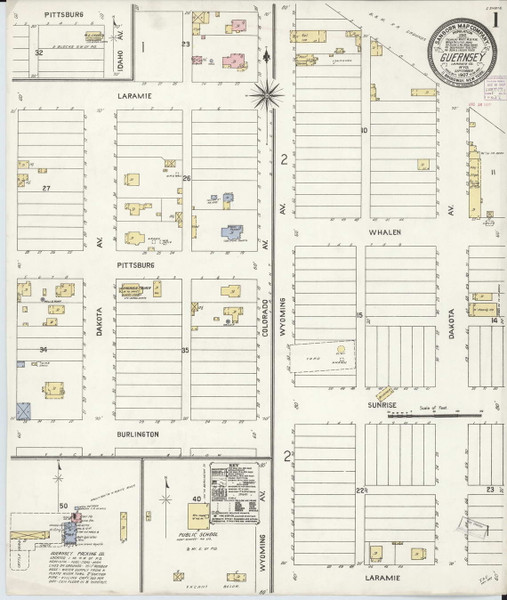 Guernsey, Wyoming 1907 - Old Map Wyoming Fire Insurance Index
