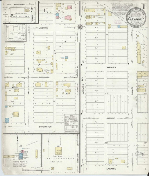Guernsey, Wyoming 1912 - Old Map Wyoming Fire Insurance Index