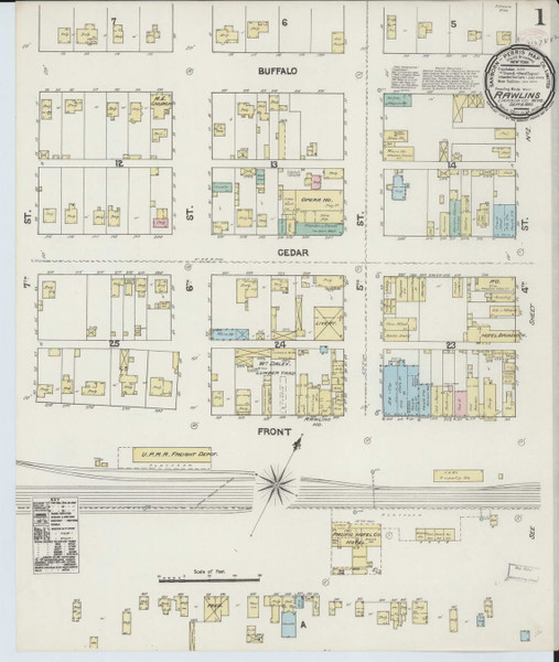 Rawlins, Wyoming 1890 - Old Map Wyoming Fire Insurance Index