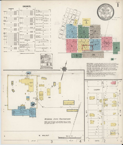 Rawlins, Wyoming 1912 - Old Map Wyoming Fire Insurance Index