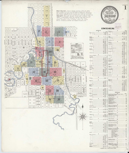 Sheridan, Wyoming 1908 - Old Map Wyoming Fire Insurance Index