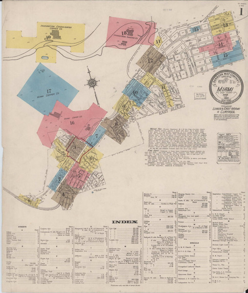 Miami, Arizona 1922 - Old Map Arizona Fire Insurance Index Miami, Arizona 1922 - Old Map Arizona Fire Insurance Index