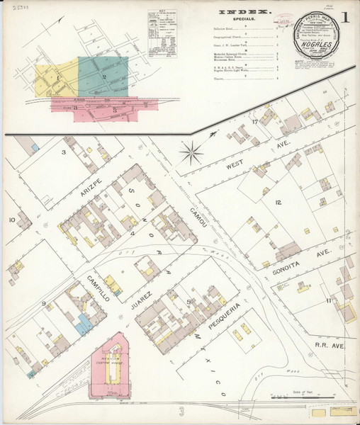 Nogales, Arizona 1893 - Old Map Arizona Fire Insurance Index Nogales, Arizona 1893 - Old Map Arizona Fire Insurance Index