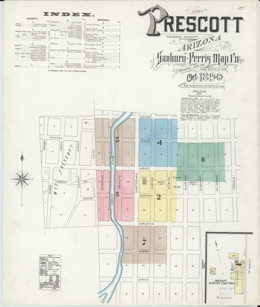 Prescott, Arizona 1890 - Old Map Arizona Fire Insurance Index Prescott, Arizona 1890 - Old Map Arizona Fire Insurance Index
