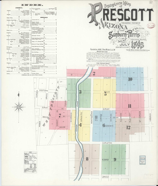 Prescott, Arizona 1895 - Old Map Arizona Fire Insurance Index