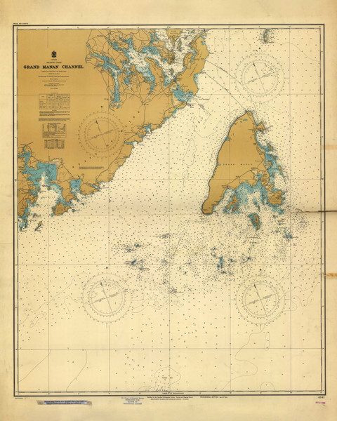 Grand Manan Channel 1950 - Old Map Nautical Chart AC Harbors 5 4351 - Maine Grand Manan Channel 1950 - Old Map Nautical Chart AC Harbors 5 4351 - Maine