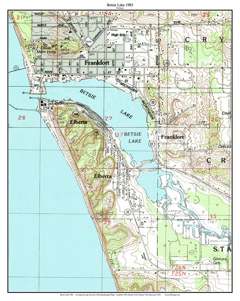 Betsie Lake 1983 - Custom USGS Old Topo Map - Michigan 2