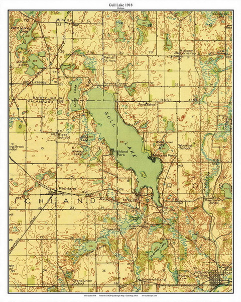 Gull Lake 1918 - Custom USGS Old Topo Map - Michigan 3