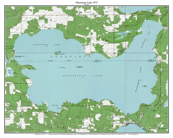 Manistique Lake 1972 - Custom USGS Old Topo Map - Michigan 1