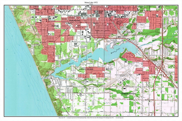 Mona Lake 1972 - Custom USGS Old Topo Map - Michigan 3