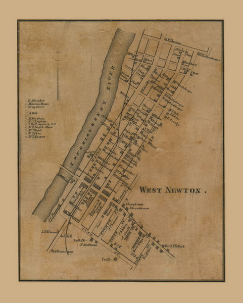West Newton Village, South Huntingdon Township, Pennsylvania 1857 Old Town Map Custom Print - Westmoreland Co. West Newton Village, South Huntingdon Township, Pennsylvania 1857 Old Town Map Custom Print - Westmoreland Co.