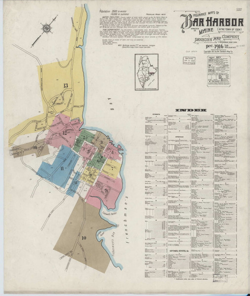 Bar Harbor, Maine 1916 - Old Map Maine Fire Insurance Index Bar Harbor, Maine 1916 - Old Map Maine Fire Insurance Index