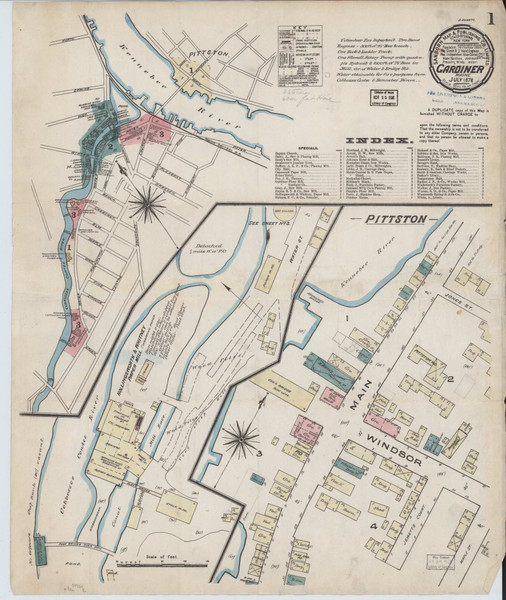 Gardiner, Maine 1878 - Old Map Maine Fire Insurance Index