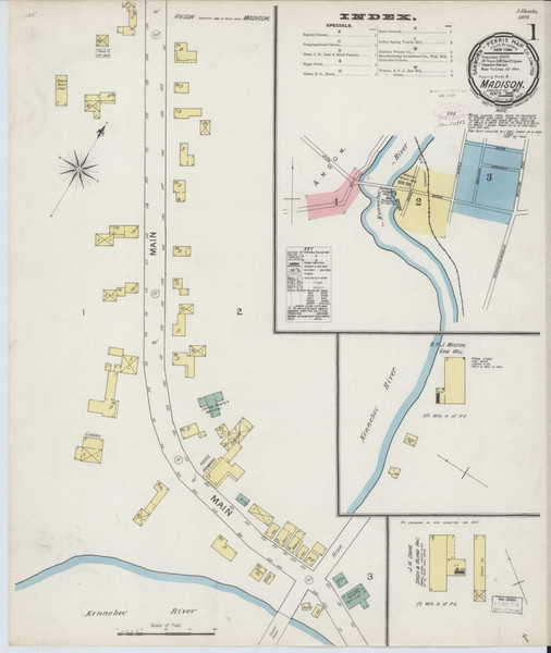 Madison, Maine 1892 - Old Map Maine Fire Insurance Index