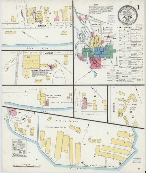 Saco, Maine 1906 - Old Map Maine Fire Insurance Index Saco, Maine 1906 - Old Map Maine Fire Insurance Index