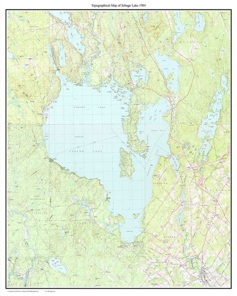 Sebago Lake 1984 - Custom USGS Old Topo Map - Maine 1 Sebago Lake 1984 - Custom USGS Old Topo Map - Maine 1
