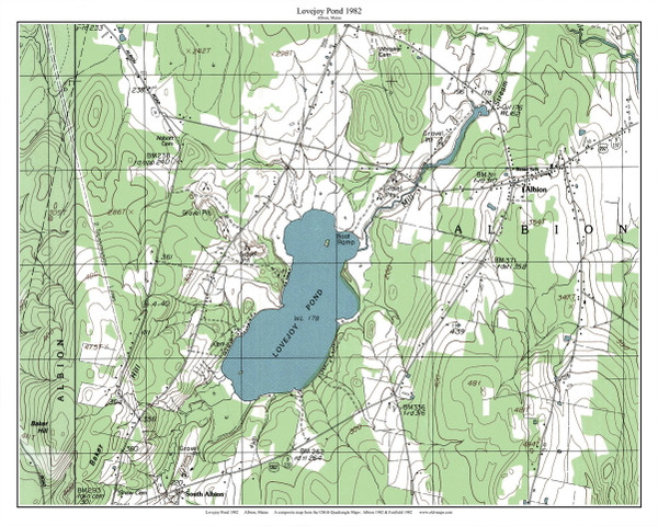 Lovejoy Pond 1982 - Custom USGS Old Topo Map - Maine - Jefferson-Montville 3