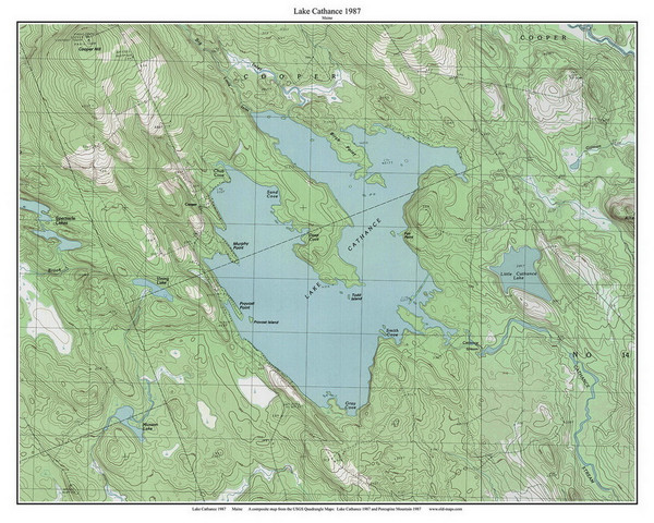 Lake Cathance 1987 - Custom USGS Old Topo Map - Maine - Cooper-Northfield 4