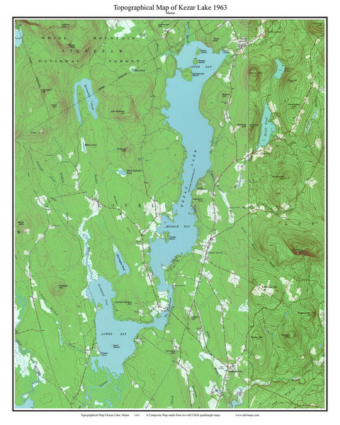 Kezar Lake 1963 - Custom USGS Old Topo Map - Maine 1
