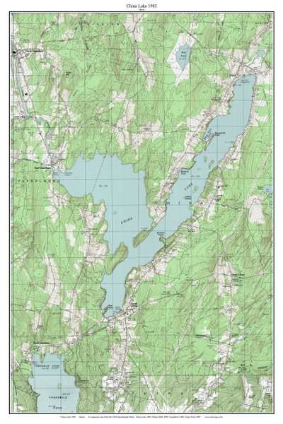 China Lake 1983 - Custom USGS Old Topo Map - Maine - Lewiston-Augusta 3 China Lake 1983 - Custom USGS Old Topo Map - Maine - Lewiston-Augusta 3
