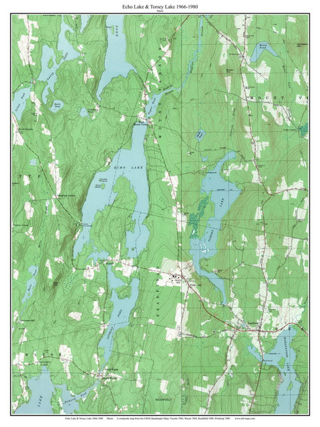Echo Lake & Torsey Lake 1966-1980 - Custom USGS Old Topo Map - Maine - Lewiston-Augusta 3