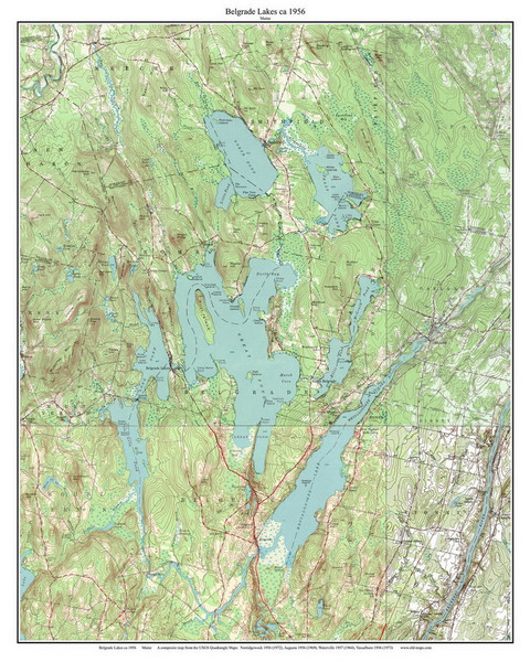 Belgrade Lakes 1956 - Custom USGS Old Topo Map - Belgrade 1956 Maine 3
