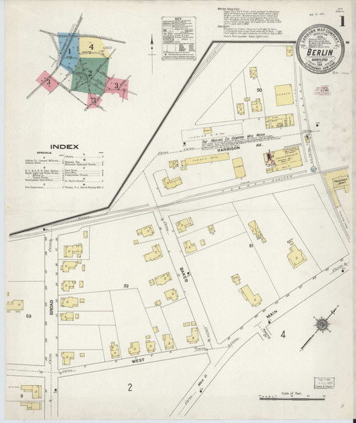 Berlin, Maryland 1911 - Old Map Maryland Fire Insurance Index