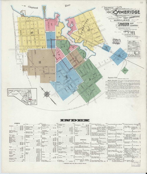 Cambridge, Maryland 1918 - Old Map Maryland Fire Insurance Index