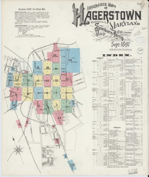 Hagerstown, Maryland 1897 - Old Map Maryland Fire Insurance Index