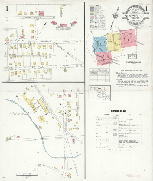 New Windsor, Maryland 1935 - Old Map Maryland Fire Insurance Index