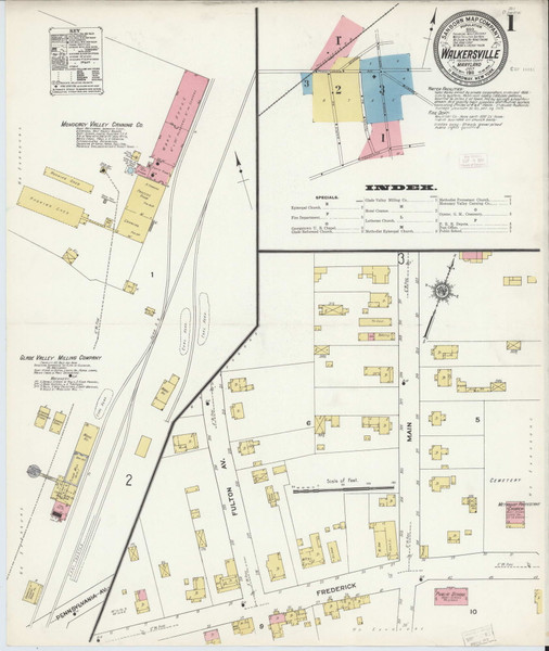 Walkersville, Maryland 1911 - Old Map Maryland Fire Insurance Index