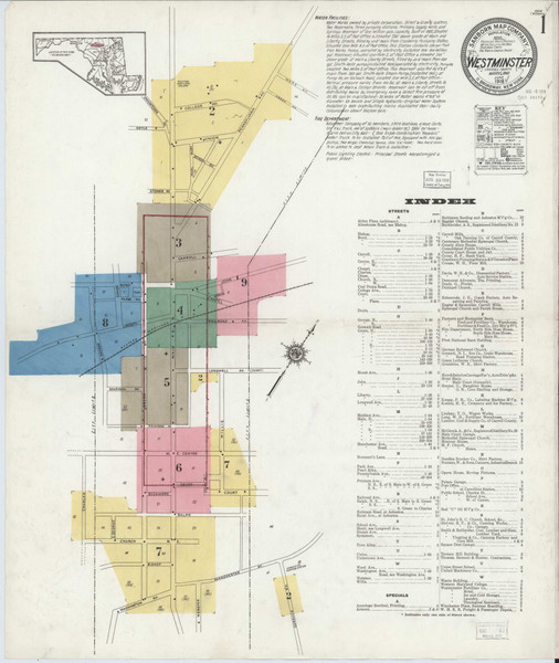Westminster, Maryland 1918 - Old Map Maryland Fire Insurance Index