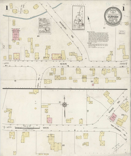 Durham, New Hampshire 1924 - Old Map New Hampshire Fire Insurance Index