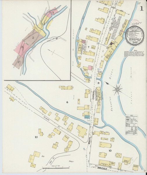 Hinsdale, New Hampshire 1892 - Old Map New Hampshire Fire Insurance Index