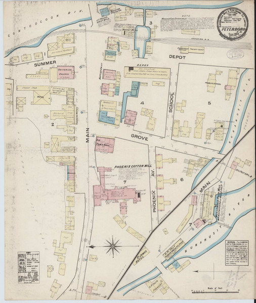 Peterborough, New Hampshire 1884 - Old Map New Hampshire Fire Insurance Index