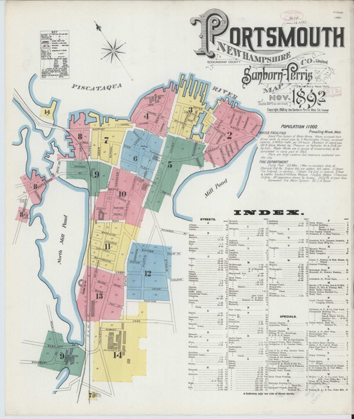 Portsmouth, New Hampshire 1892 - Old Map New Hampshire Fire Insurance Index